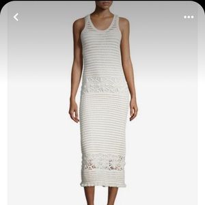 Tory Burch crochet sleeveless cream midi dress. Size M